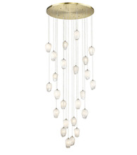 Bethel International Canada YS100C32G - 24-Light Gold Chandelier With White Glass Pendants